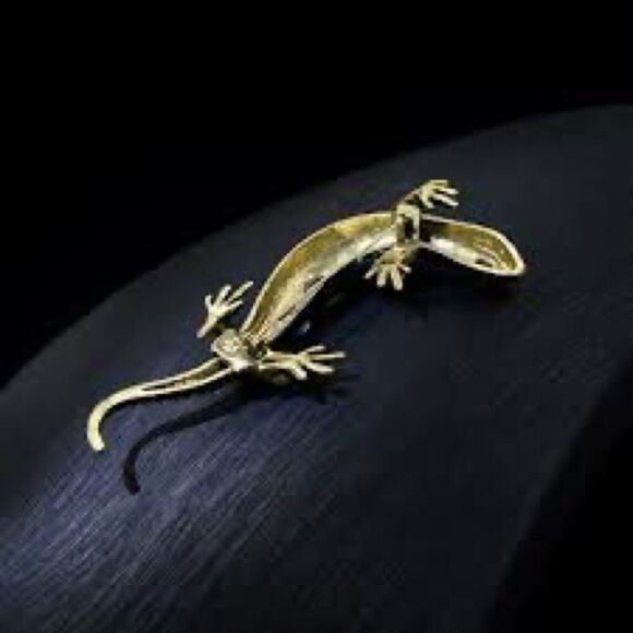 💎250💎 SPECTACULAR BLACK BLUE GREEN CHAMELEON LIZARD CRYSTAL BROOCH PIN PENDANT - Picture 7 of 16